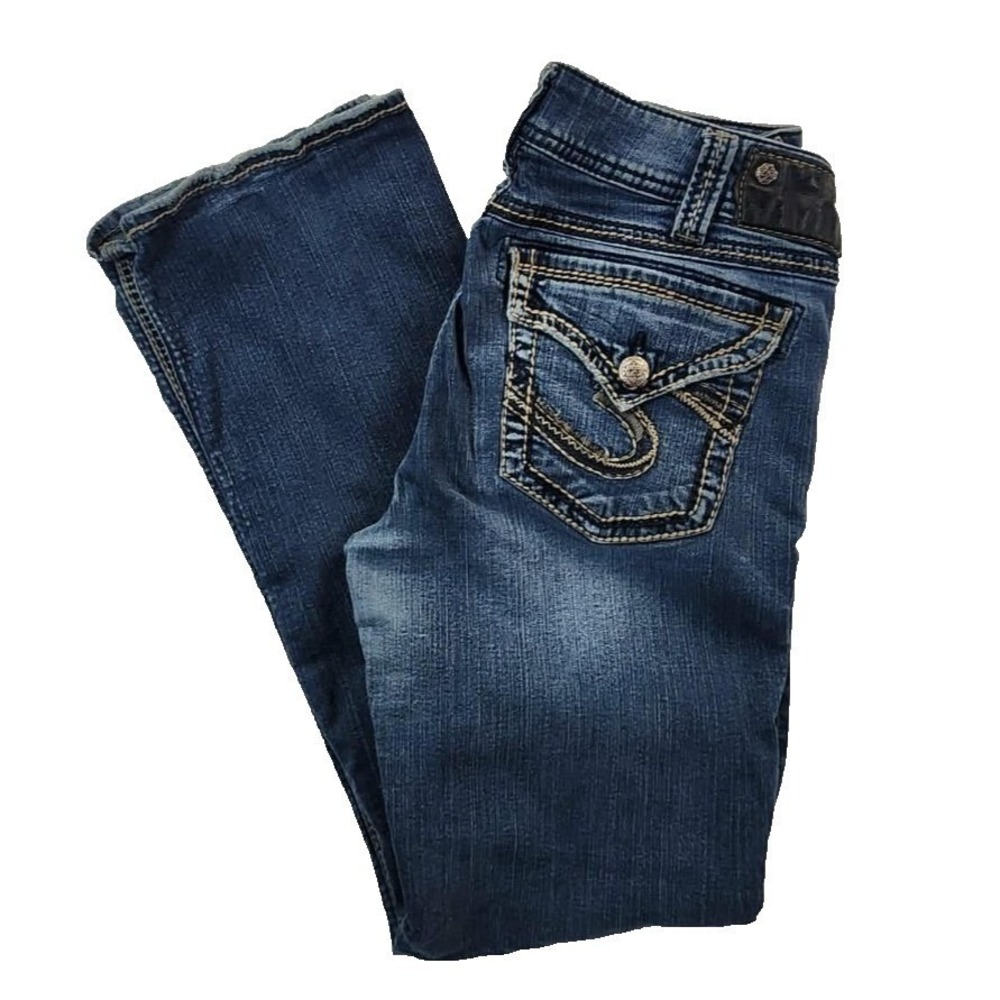 Silver Jeans Co Suki Mid Slim Boot Blue Women‎ W30 L31 Dark Wash Denim Pants